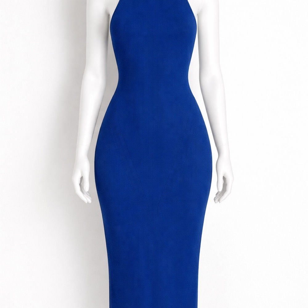 Zara Cobalt Blue Halter Maxi Dress